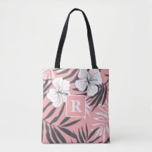 Tropical Hibiscus pink Monogram personalised