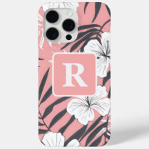 Tropical Hibiscus pink personalised Monogram