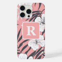 Tropical Hibiscus pink personalised Monogram