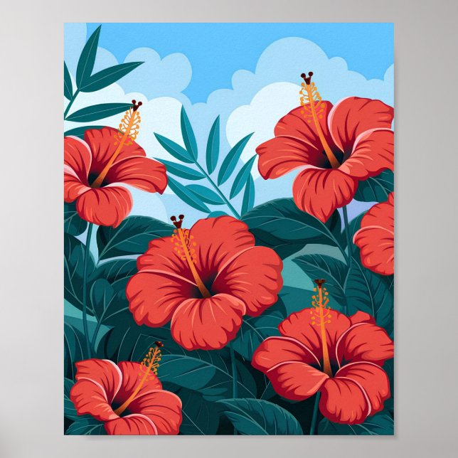 Tropical Hibiscus Poster – Colourful Flower  (Front)