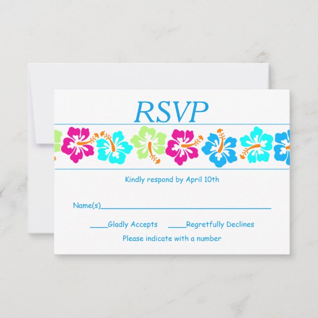 Tropical Hibiscus - RSVP Card (Front)