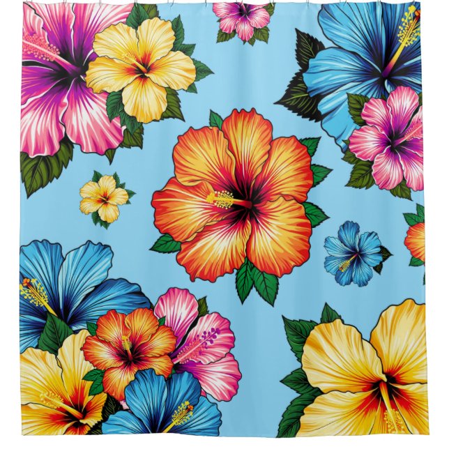 Tropical Hibiscus Shower Curtain (Front)