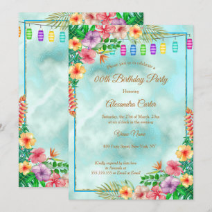 Tropical Hibiscus Summer Birthday Party Invitation