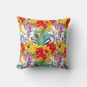 Tropical Hibiscus Summer Pattern Cushion