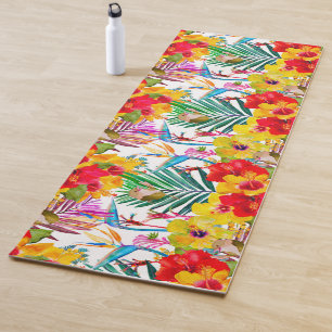 Tropical Hibiscus Summer Pattern Yoga Mat