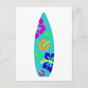 Tropical Hibiscus Surfboard Postcard