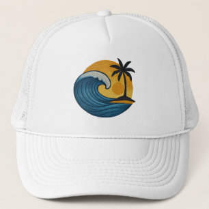Tropical Hibiscus Surfboard  Trucker Hat