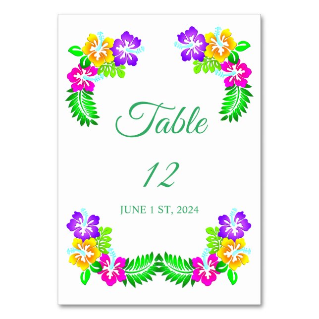 Tropical Hibiscus Thunder_Cove Table Number (Front)