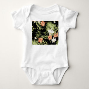 Tropical Hibiscus: Vintage Floral Pattern Baby Bodysuit