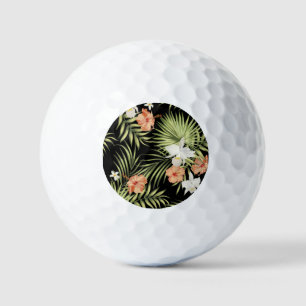 Tropical Hibiscus: Vintage Floral Pattern Golf Balls