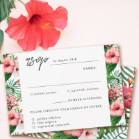 Tropical Hibiscus Watercolor Meal Choice Wedding