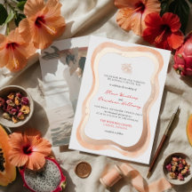Tropical Hibiscus Wavy Border Vibrant Wedding