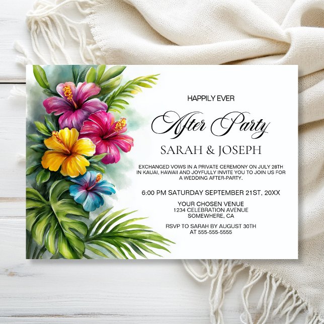 Tropical Hibiscus Wedding After Party Invitation (Creator Uploaded)