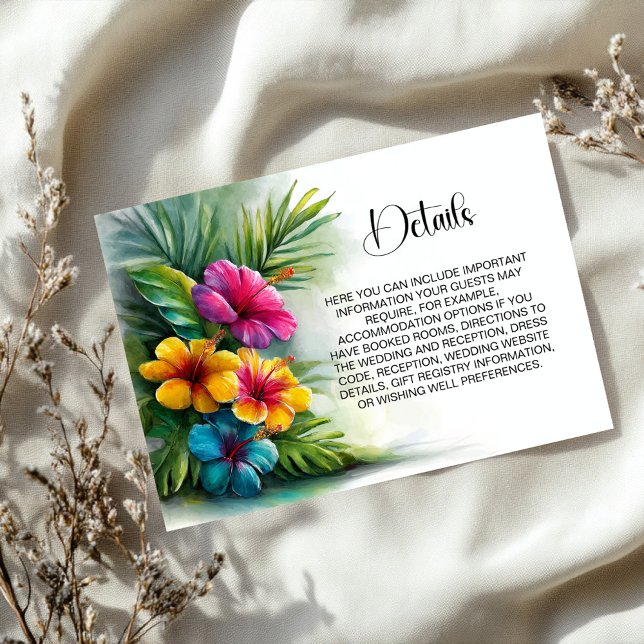 Tropical Hibiscus Wedding Details Enclosure Card (Creator Uploaded)