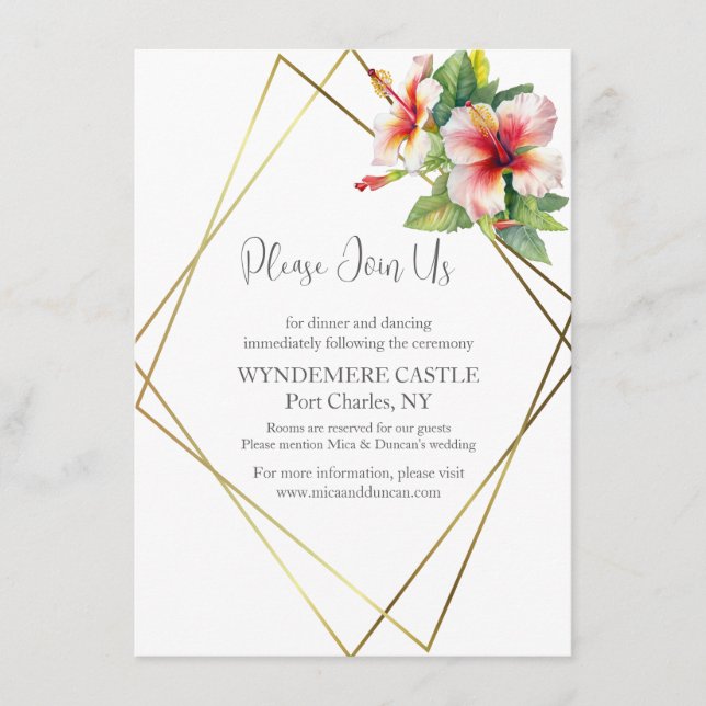 Tropical Hibiscus Wedding Enclosure Card (Front)