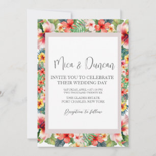 Tropical Hibiscus Wedding Invitation