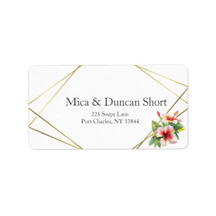 Tropical Hibiscus Wedding Label