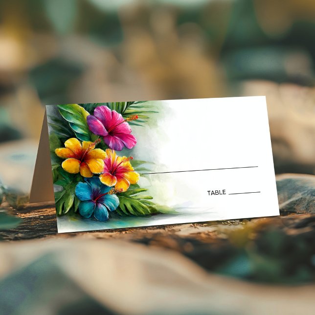 Tropical Hibiscus Wedding Place Card (Creator Uploaded)