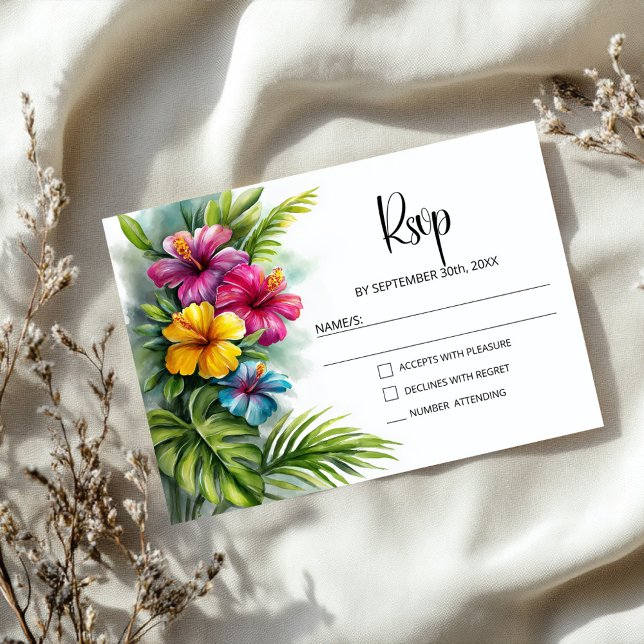 Tropical Hibiscus Wedding RSVP (Creator Uploaded)