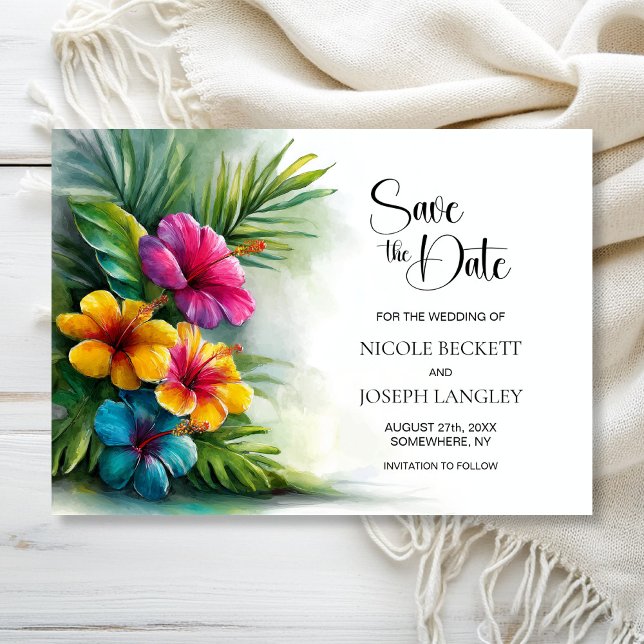 Tropical Hibiscus Wedding Save the Date (Creator Uploaded)