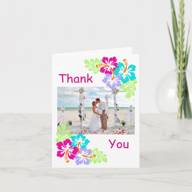 Tropical Hibiscus - Wedding Thank You Note Card (Front)