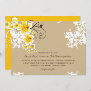 Tropical Hibiscus Yellow Luau Beach Wedding Invite