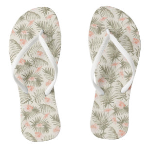 Tropical Hisbiscus Palm Tree Pattern Jandals