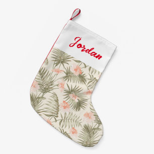 Tropical Hisbiscus Palm Tree Pattern Small Christmas Stocking