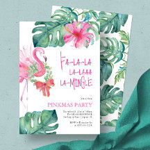 Tropical Holiday Party Watercolor Flamingo