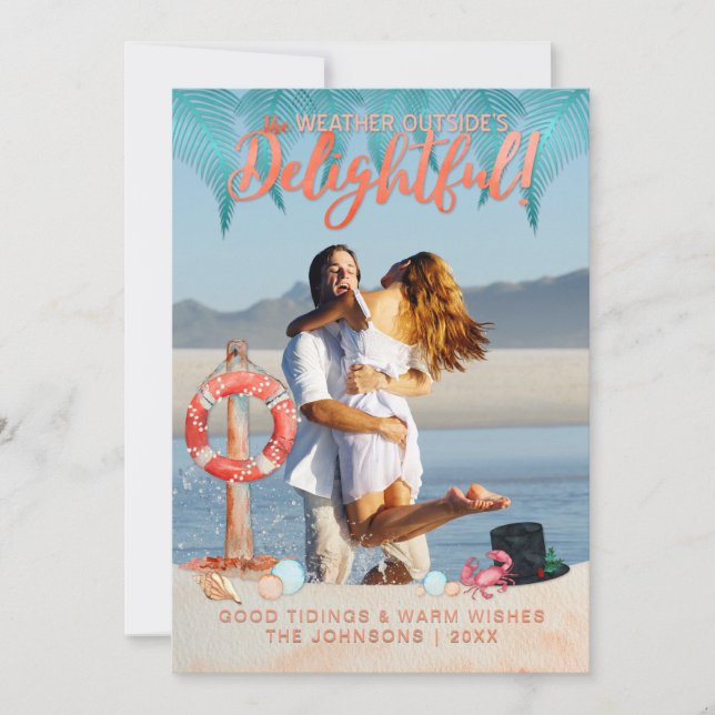 Tropical Holidays Christmas in Florida Photo Holiday Card (Front)