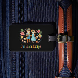 Tropical Honeymoon Animal Couple Beach Luggage Tag