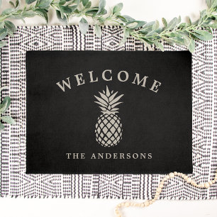 Tropical Hospitality Pineapple Personalised Doormat