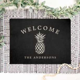 Tropical Hospitality   Pineapple Personalised Doormat