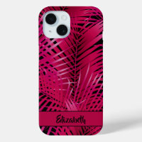 Tropical Hot Pink Palm Fronds Personalised Name