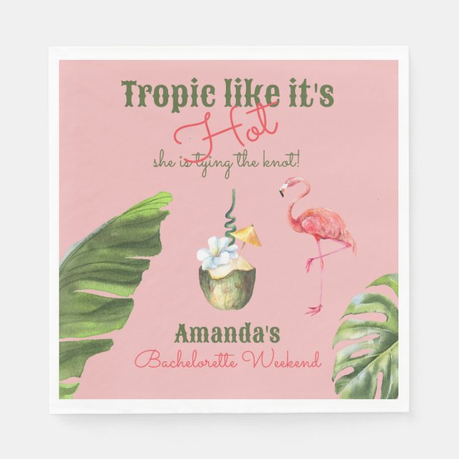 Tropical Hot Pink Palm Springs Bachelorette Party Napkin (Front)