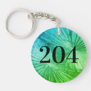 Tropical hotel room number custom palm leaf photo key ring