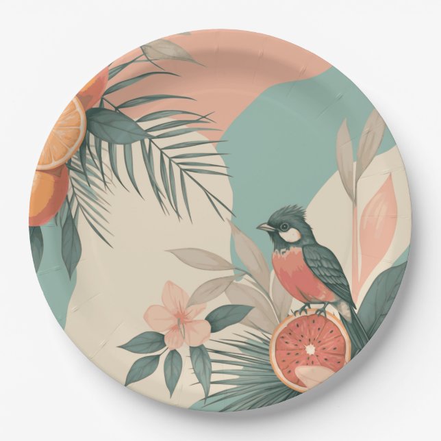 Tropical Humming Bird Paper Plate (Front)