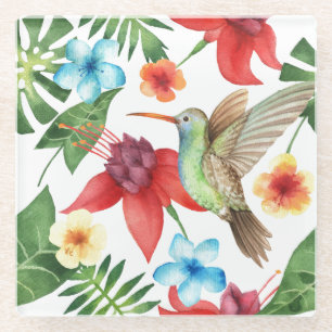 Tropical Hummingbird 2 Glass Coaster