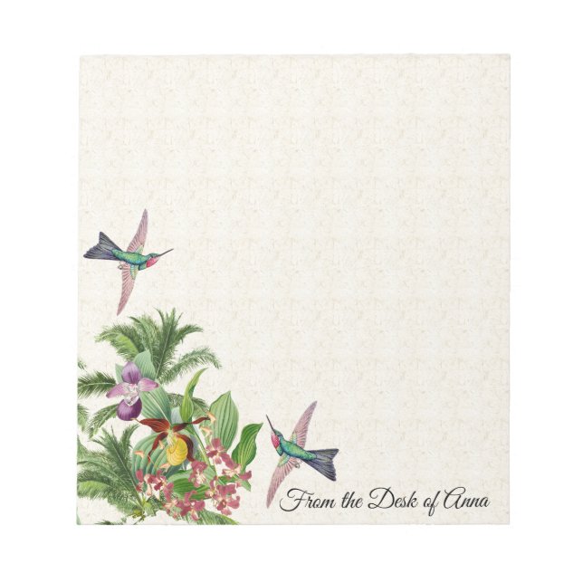 Tropical Hummingbird Birds Orchid Flowers Notepad (Front)