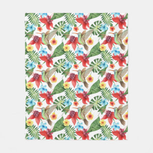 Tropical Hummingbird Fleece Blanket