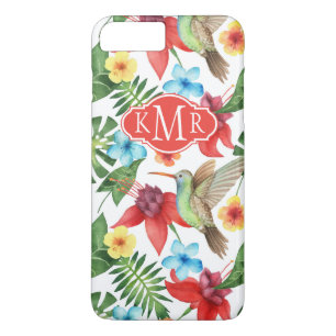 Tropical Hummingbird   Monogram iPhone 8 Plus/7 Plus Case