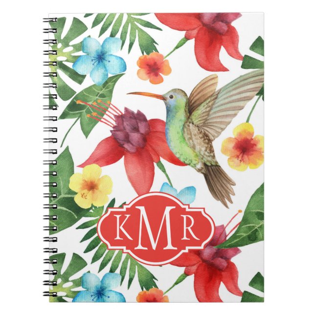 Tropical Hummingbird | Monogram Notebook (Front)