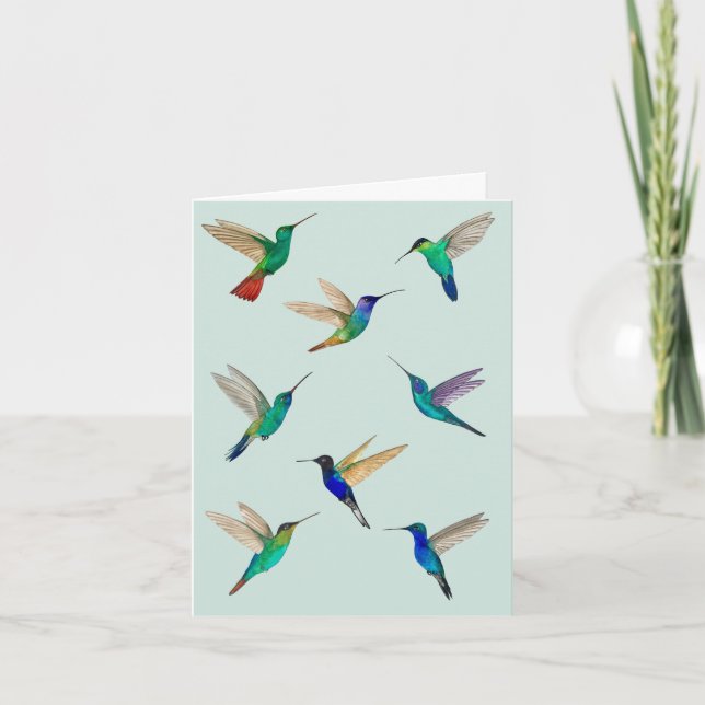 Tropical Hummingbirds Card for all occasions (Front)