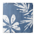 Tropical Indigo Impressions - Tropical Greenery Tile<br><div class="desc">Tropical Indigo Impressions III by June Erica Vess. Features tropical greenery against an indigo-coloured background.</div>