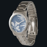 Tropical Indigo Impressions - Tropical Greenery Watch<br><div class="desc">Tropical Indigo Impressions III by June Erica Vess. Features tropical greenery against an indigo-coloured background.</div>