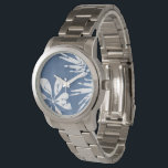 Tropical Indigo Impressions - Tropical Greenery Watch<br><div class="desc">Tropical Indigo Impressions III by June Erica Vess. Features tropical greenery against an indigo-coloured background.</div>