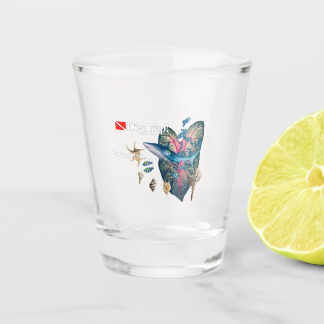 Tropical Invitation Shot Glass (Front)