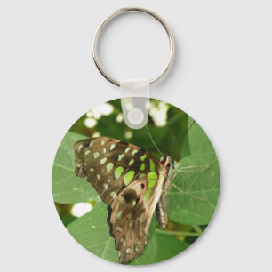 Tropical Iridescent Green Butterfly Keychain