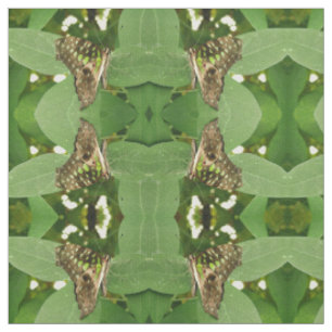 Tropical Iridescent Green Butterfly Patterned Fabric