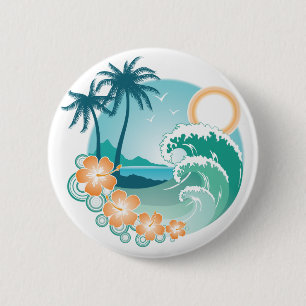 Tropical Island 6 Cm Round Badge